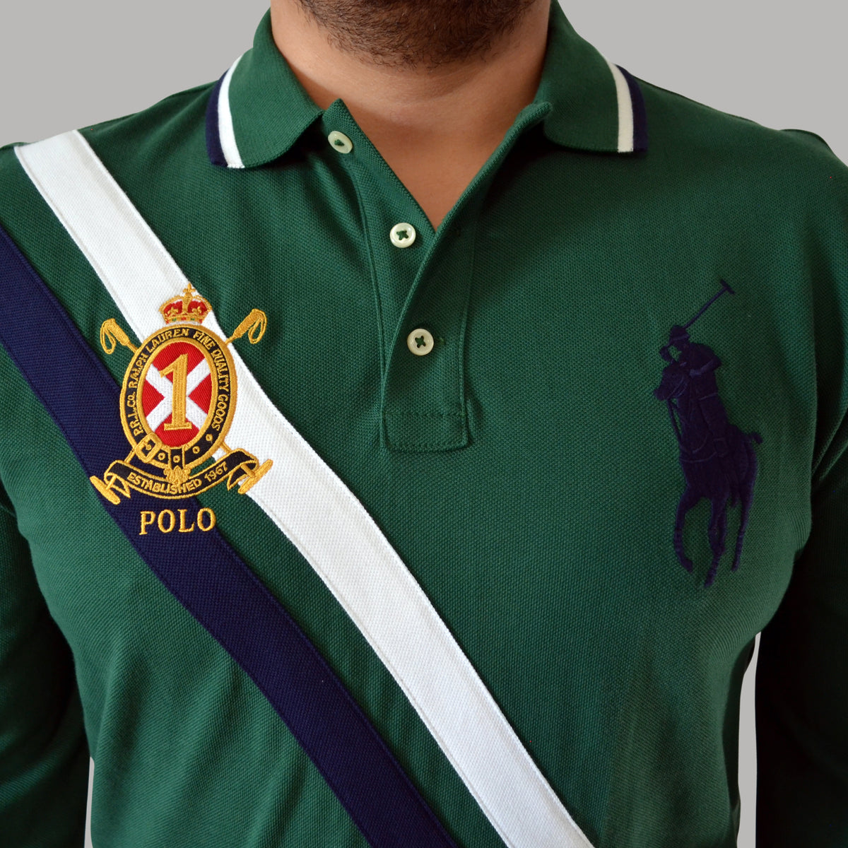 Polo Ralph Lauren Big Pony Longsleeve Mesh Polo Shirt Custom Slim Fit