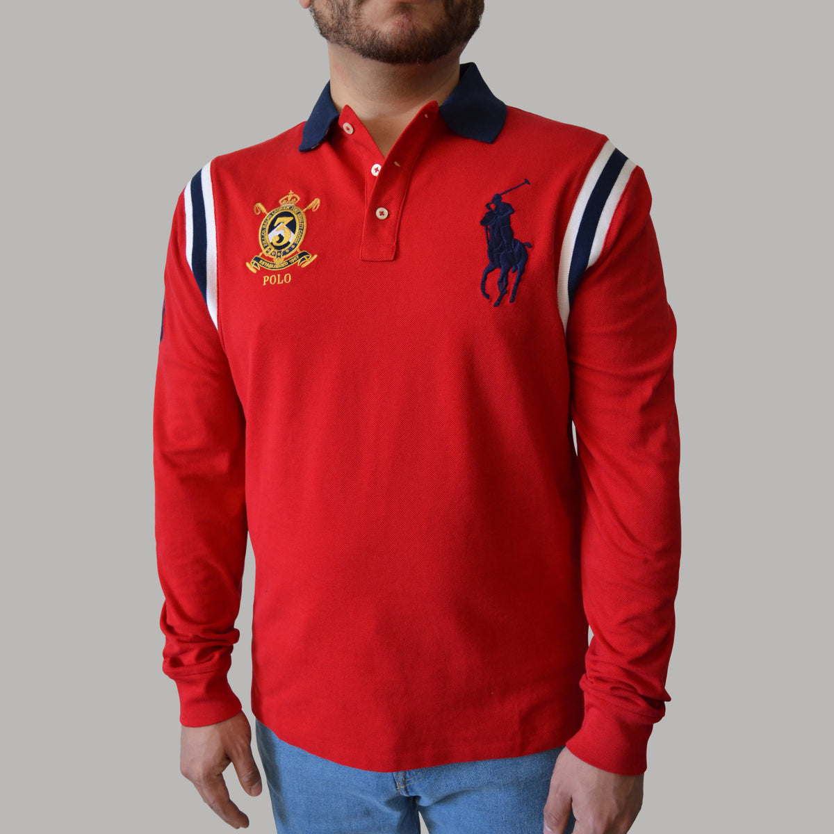 Polo Ralph Lauren Big Pony Longsleeve Mesh Polo Shirt Custom Slim Fit