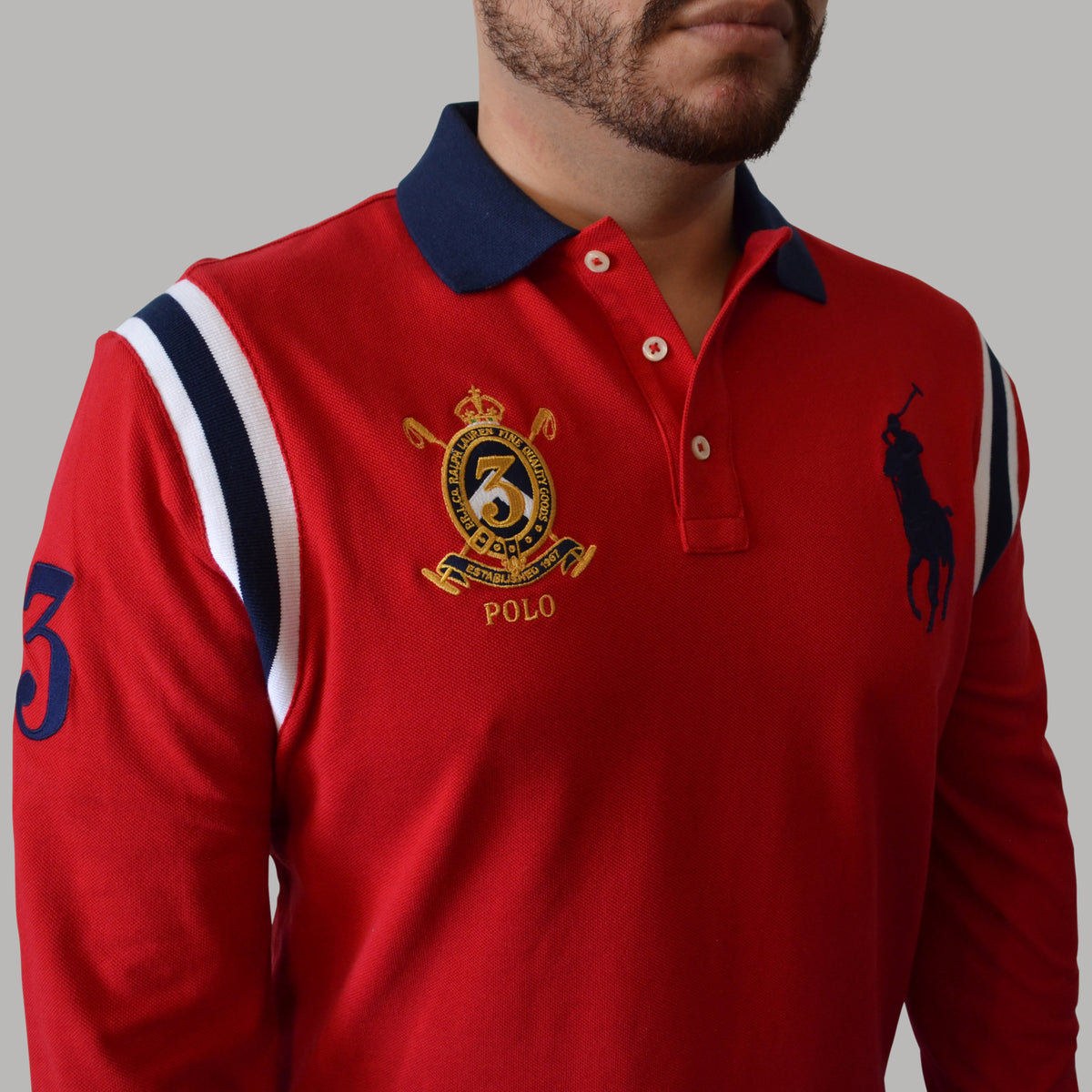 Polo Ralph Lauren Big Pony Longsleeve Mesh Polo Shirt Custom Slim Fit