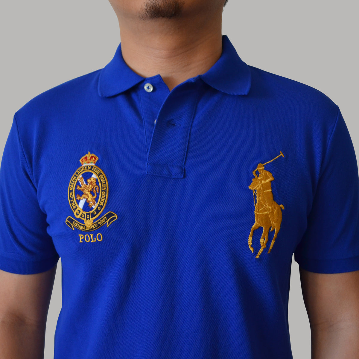 Men's Ralph Lauren Big Pony Crest Polo Shirt Custom Slim Fit