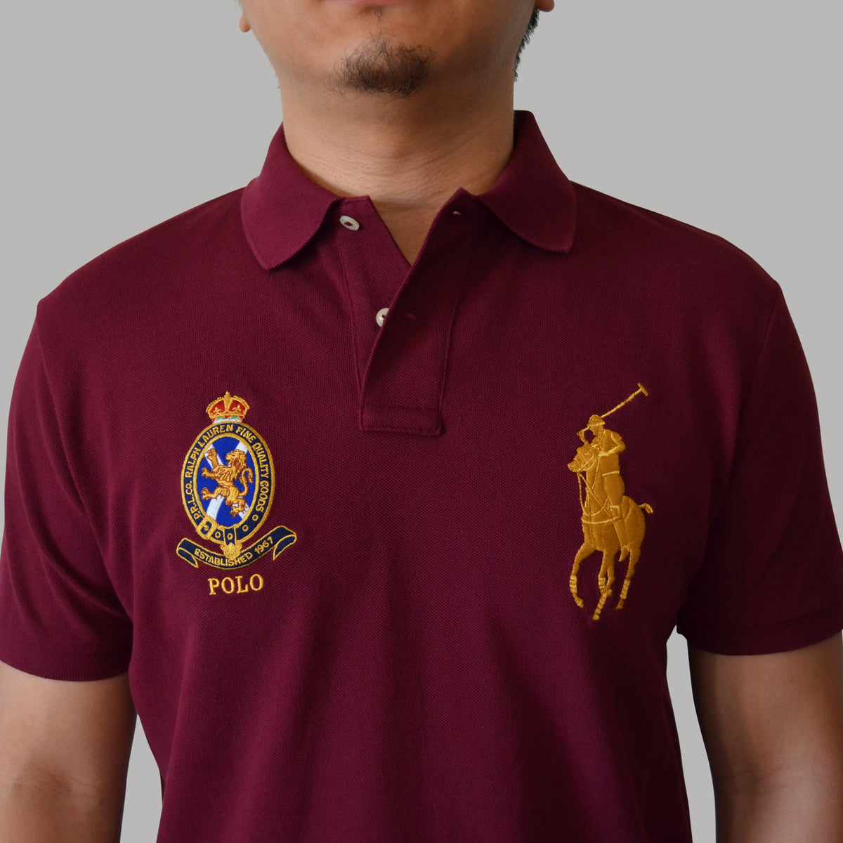 Men's Ralph Lauren Big Pony Crest Polo Shirt Custom Slim Fit