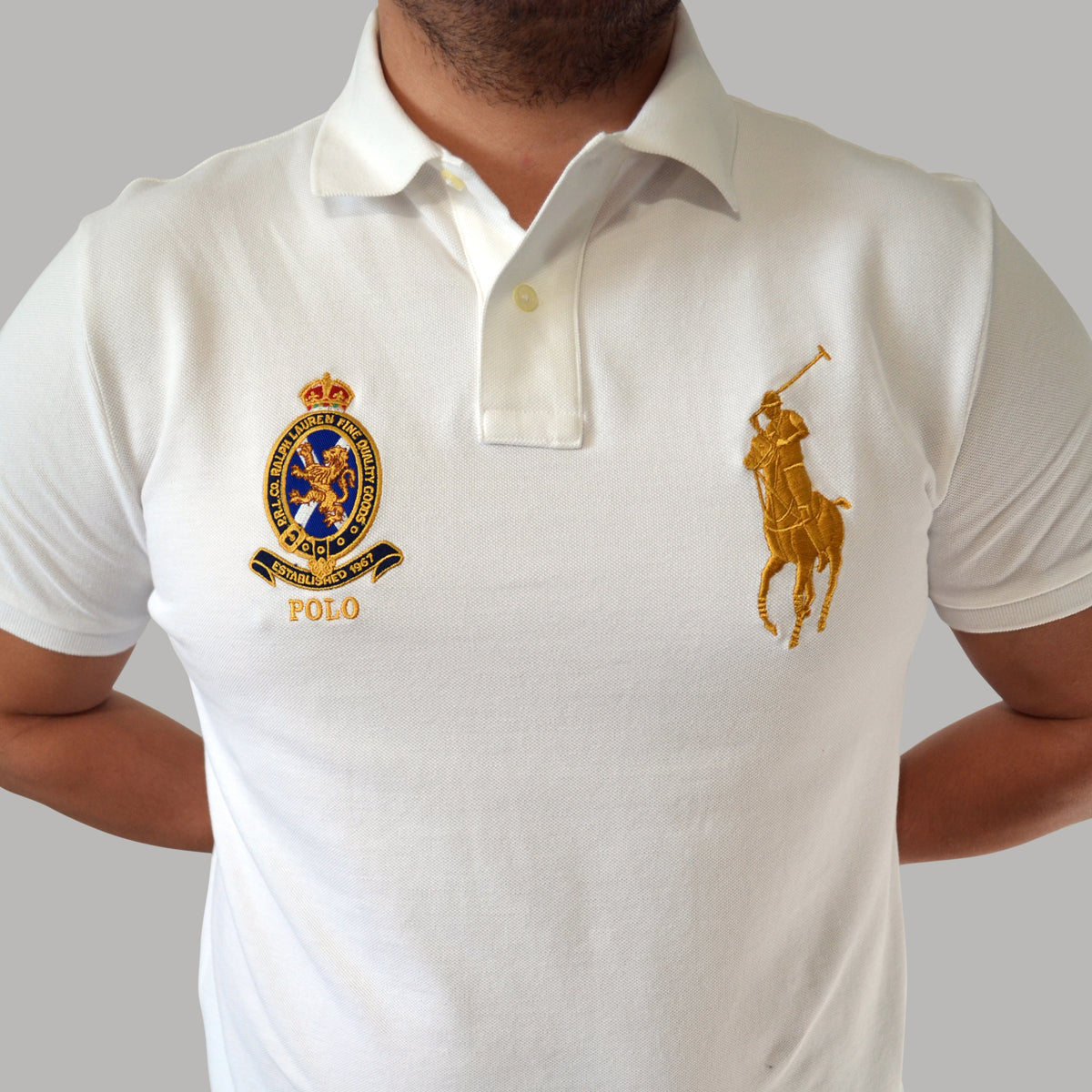 Men's Ralph Lauren Big Pony Crest Polo Shirt Custom Slim Fit