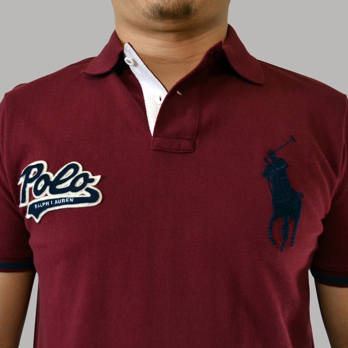 Men's Ralph Lauren Big Pony RL Patch Mesh Polo Shirt Custom Slim Fit