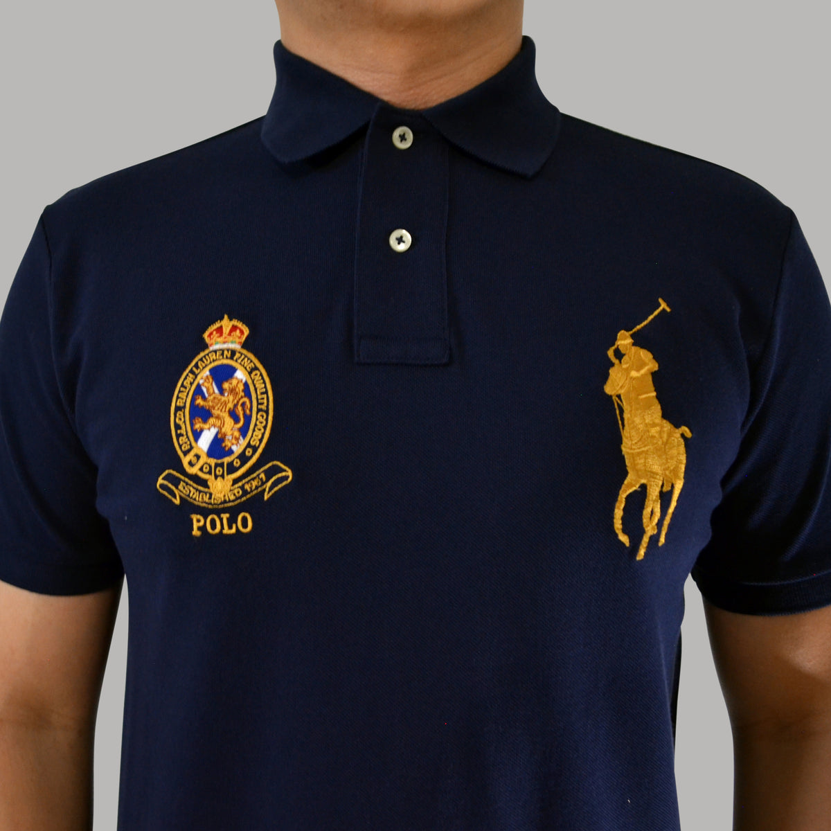 Men's Ralph Lauren Big Pony Crest Polo Shirt Custom Slim Fit