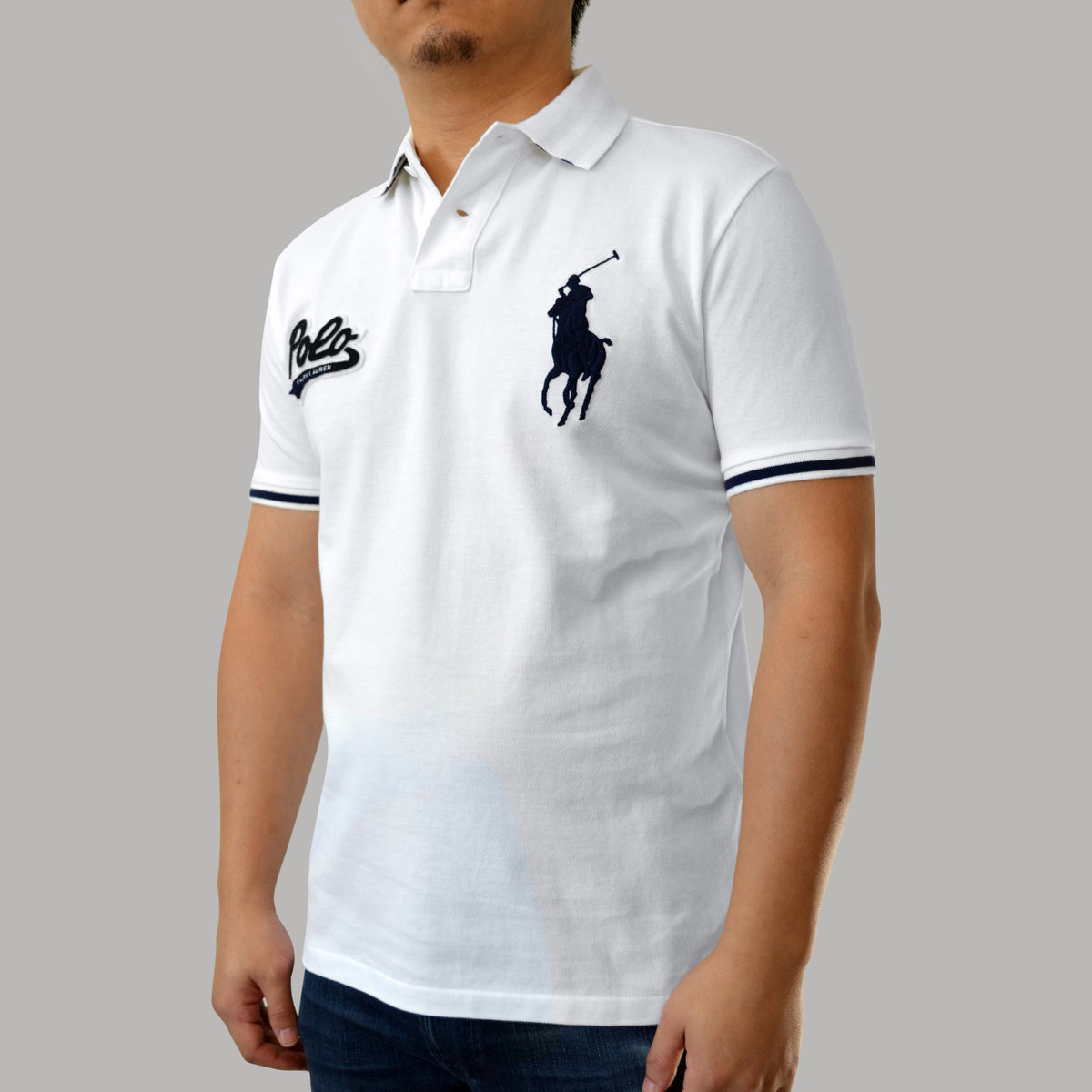 Men's Ralph Lauren Big Pony RL Patch Mesh Polo Shirt Custom Slim Fit