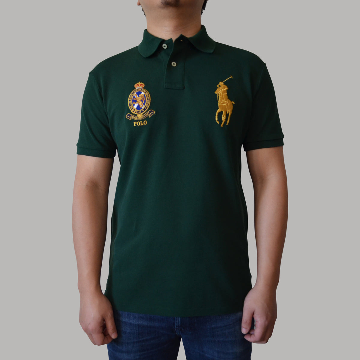 Men's Ralph Lauren Big Pony Crest Polo Shirt Custom Slim Fit