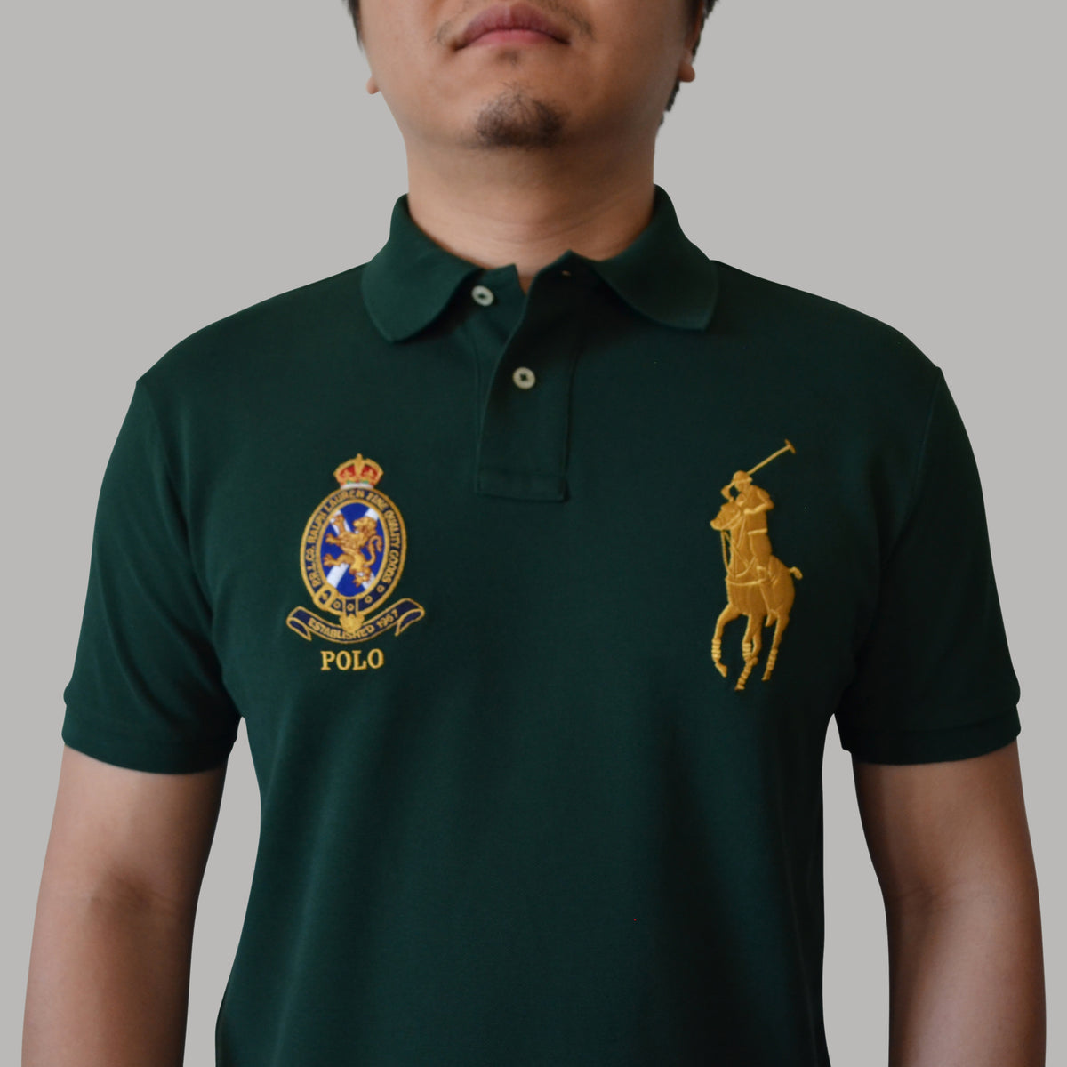 Men's Ralph Lauren Big Pony Crest Polo Shirt Custom Slim Fit